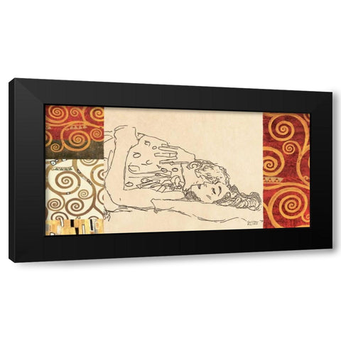 Lovers Black Modern Wood Framed Art Print with Double Matting by Klimt, Gustav