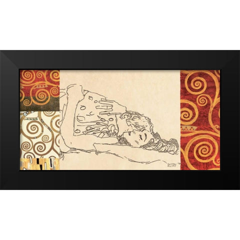 Lovers Black Modern Wood Framed Art Print by Klimt, Gustav