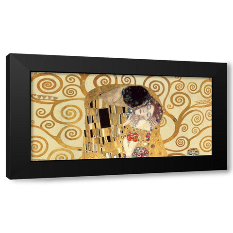 The Kiss (detail) Black Modern Wood Framed Art Print by Gustav, Klimt