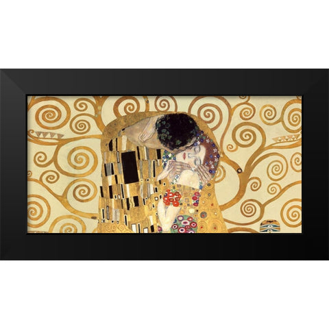 The Kiss (detail) Black Modern Wood Framed Art Print by Gustav, Klimt