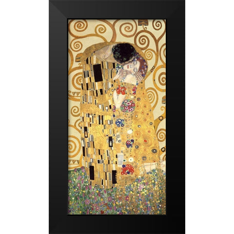 The Kiss Black Modern Wood Framed Art Print by Gustav, Klimt