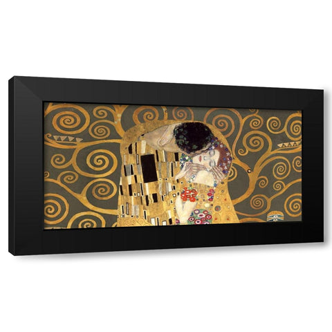 The Kiss, detail (Grey variation) Black Modern Wood Framed Art Print by Gustav, Klimt