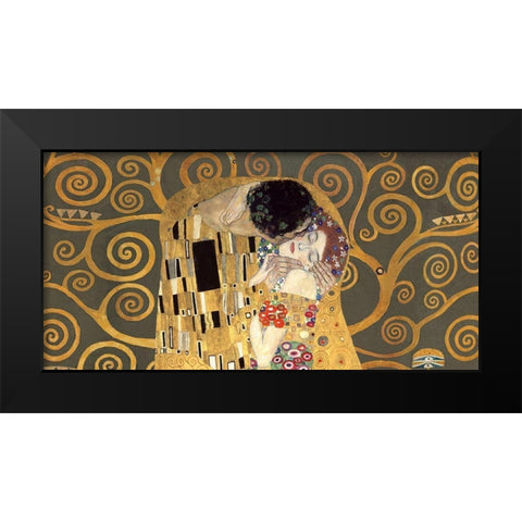The Kiss, detail (Grey variation) Black Modern Wood Framed Art Print by Gustav, Klimt