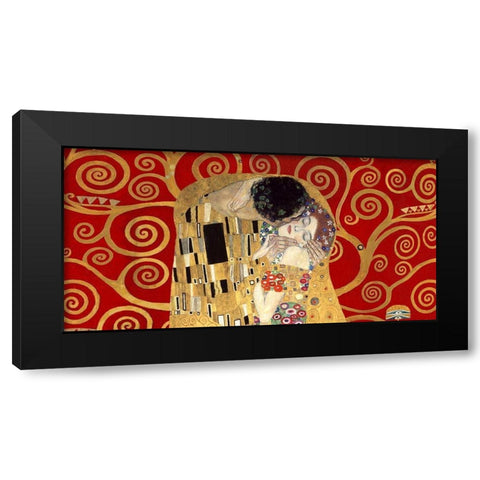 The Kiss, detail (Red variation) Black Modern Wood Framed Art Print with Double Matting by Gustav, Klimt