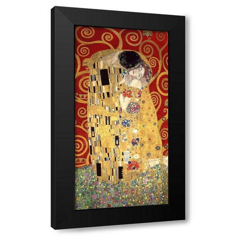 The Kiss (Red variation) Black Modern Wood Framed Art Print by Gustav, Klimt