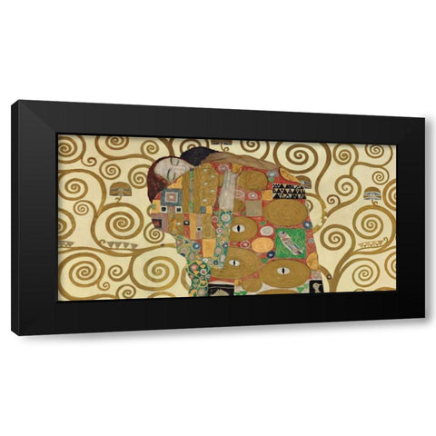 The Embrace Black Modern Wood Framed Art Print with Double Matting by Klimt, Gustav