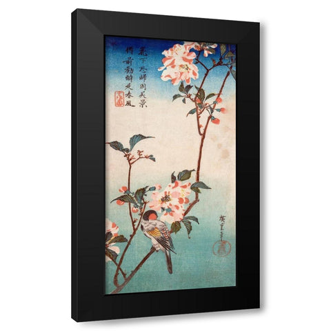 Kaido ni shokin Black Modern Wood Framed Art Print by Ando, Hiroshige