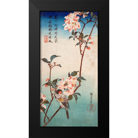 Kaido ni shokin Black Modern Wood Framed Art Print by Ando, Hiroshige