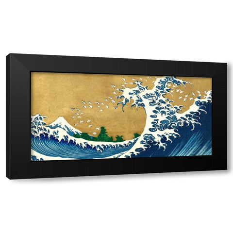 The Big Wave-detail from 100 Views of Mt. Fuji Black Modern Wood Framed Art Print by Hokusai
