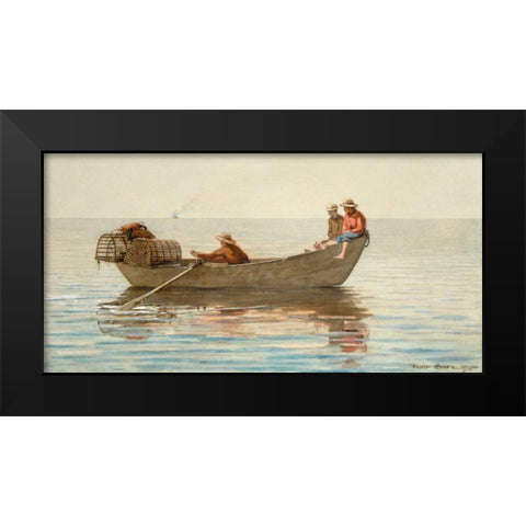 Three Boys in a Dory with Lobster Pots Black Modern Wood Framed Art Print by Homer, Winslow