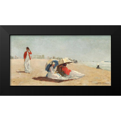 East Hampton Beach, Long Island Black Modern Wood Framed Art Print by Homer, Winslow