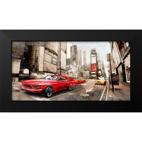 Red Rocket Black Modern Wood Framed Art Print by Baldo, Ivan