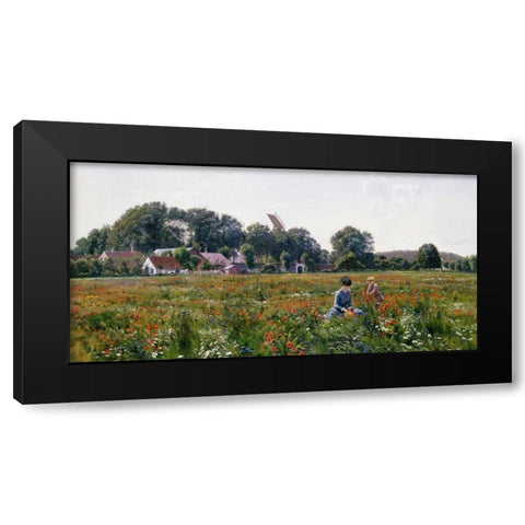 Gathering Wild Flowers Black Modern Wood Framed Art Print by Boesen, Johannes