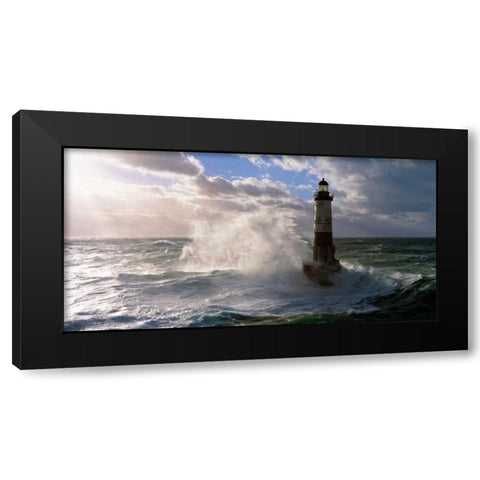 Phare d Ar-Men pres de l ile de Sein Black Modern Wood Framed Art Print with Double Matting by Guichard, Jean
