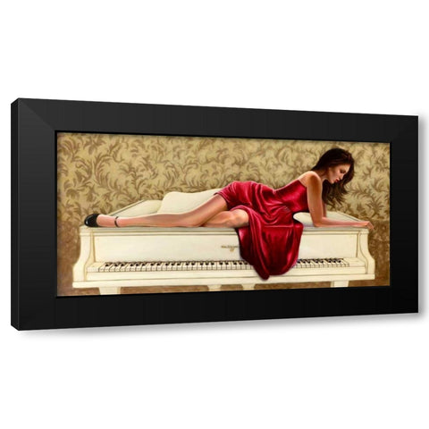 Woman in red Black Modern Wood Framed Art Print with Double Matting by Silver, John