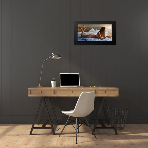 Beauty in bed Black Modern Wood Framed Art Print by Silver, John