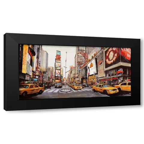 Times Square Perspective Black Modern Wood Framed Art Print with Double Matting by Mannarini, John B.