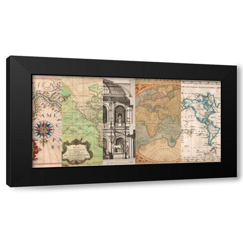 Cahiers de voyage II Black Modern Wood Framed Art Print with Double Matting by Joannoo