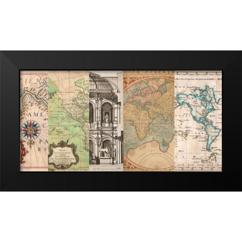 Cahiers de voyage II Black Modern Wood Framed Art Print by Joannoo