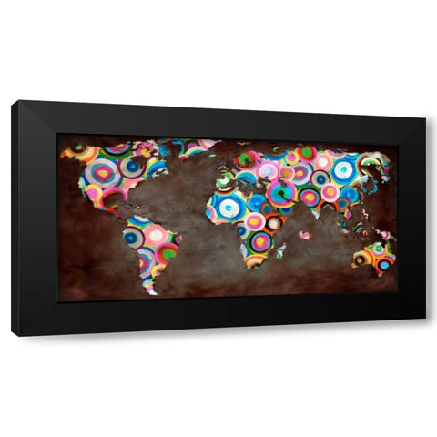 World in circles Black Modern Wood Framed Art Print with Double Matting by Joannoo