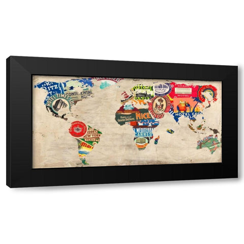 Bon Voyage Black Modern Wood Framed Art Print with Double Matting by Joannoo