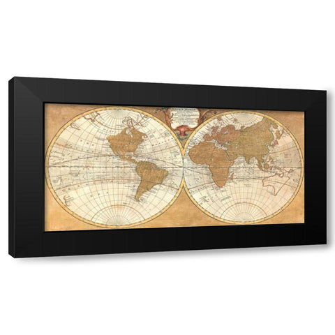 Gilded World Hemispheres I Black Modern Wood Framed Art Print with Double Matting by Joannoo