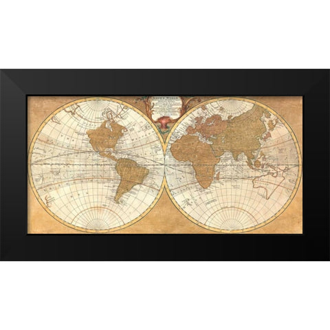 Gilded World Hemispheres I Black Modern Wood Framed Art Print by Joannoo