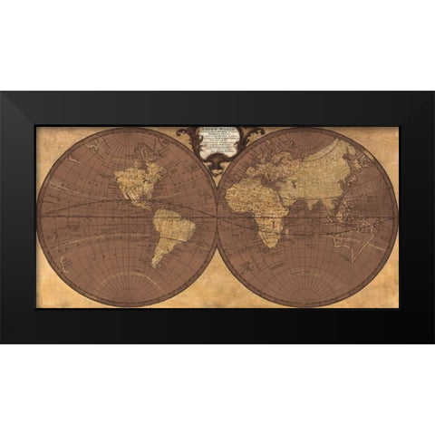 Gilded World Hemispheres II Black Modern Wood Framed Art Print by Joannoo
