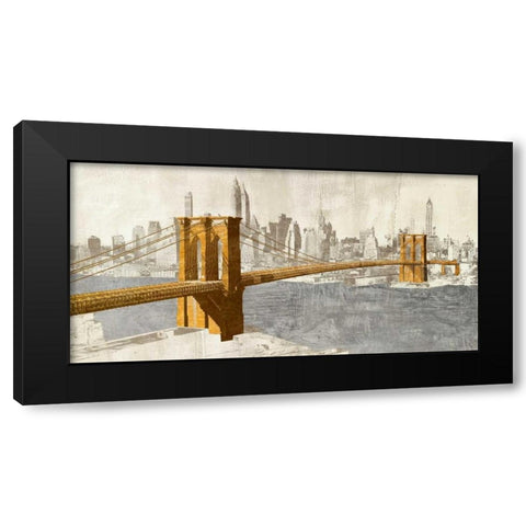 Gilded Brooklyn Bridge Black Modern Wood Framed Art Print by Joannoo