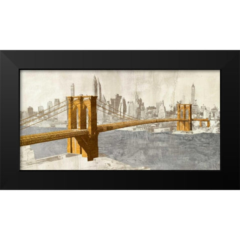 Gilded Brooklyn Bridge Black Modern Wood Framed Art Print by Joannoo