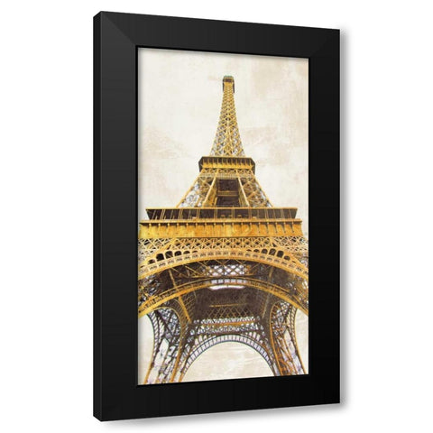 Gilded Eiffel Tower Black Modern Wood Framed Art Print with Double Matting by Joannoo