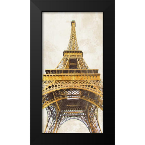 Gilded Eiffel Tower Black Modern Wood Framed Art Print by Joannoo