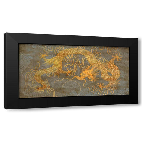 Golden Dragon Black Modern Wood Framed Art Print with Double Matting by Joannoo