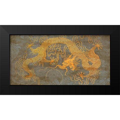 Golden Dragon Black Modern Wood Framed Art Print by Joannoo
