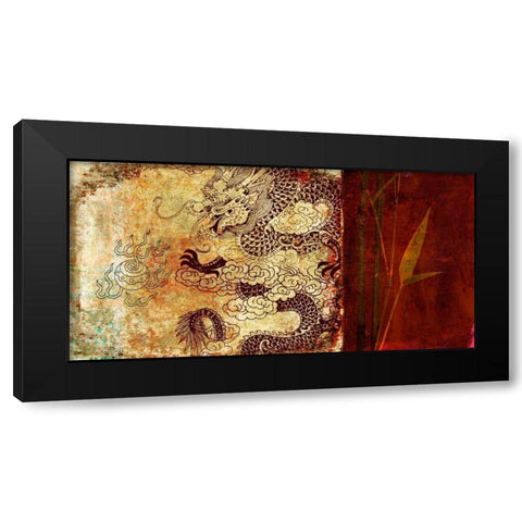 Year of the Dragon Black Modern Wood Framed Art Print with Double Matting by Joannoo