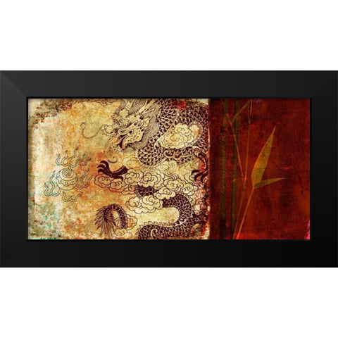 Year of the Dragon Black Modern Wood Framed Art Print by Joannoo