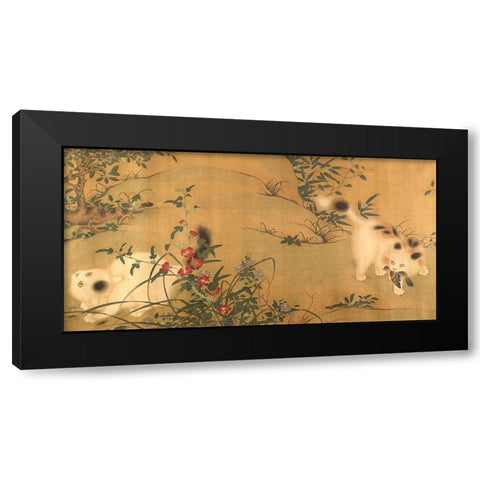 Spring Play in a Tang Garden Black Modern Wood Framed Art Print with Double Matting by Anonymous
