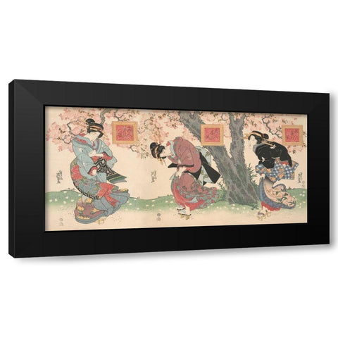 Beauties in a spring storm Black Modern Wood Framed Art Print with Double Matting by Eisen, Keisai