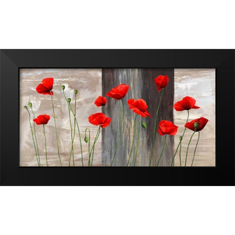 Country Poppies Black Modern Wood Framed Art Print by Thomlinson, Jenny