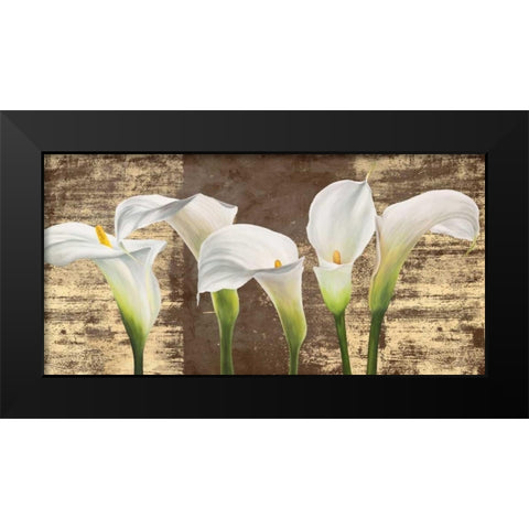 Callas on Gold (mocca variation) Black Modern Wood Framed Art Print by Thomlinson, Jenny