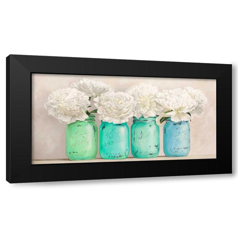 Peonies in Mason Jars- detail Black Modern Wood Framed Art Print by Thomlinson, Jenny