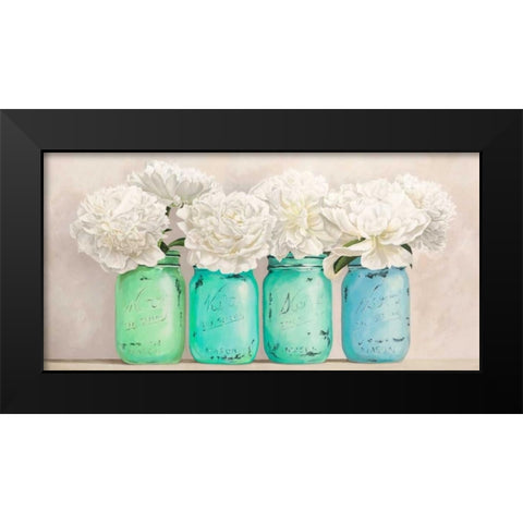 Peonies in Mason Jars- detail Black Modern Wood Framed Art Print by Thomlinson, Jenny