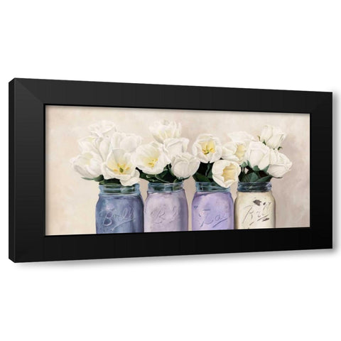 Tulips in Mason Jars- detail Black Modern Wood Framed Art Print with Double Matting by Thomlinson, Jenny