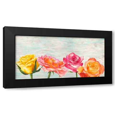 Funky Roses Black Modern Wood Framed Art Print with Double Matting by Jenny, Thomlinson