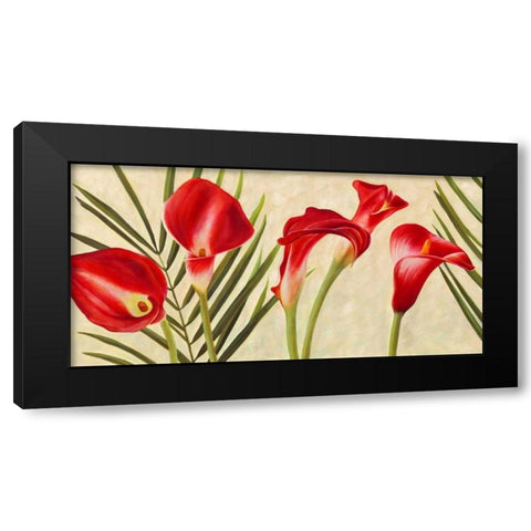 Red Callas Black Modern Wood Framed Art Print by Thomlinson, Jenny