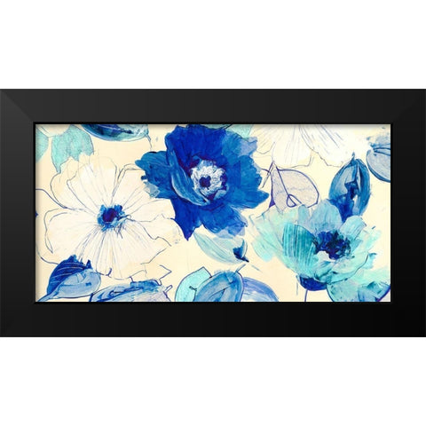Toile Fleurs Black Modern Wood Framed Art Print by Kelly, Parr