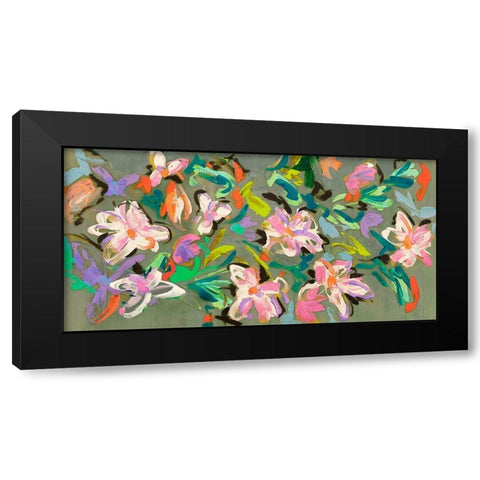 Waterlilies Parade Black Modern Wood Framed Art Print by Parr, Kelly