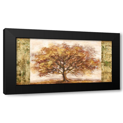 Golden Tree Panel Black Modern Wood Framed Art Print with Double Matting by Lucas