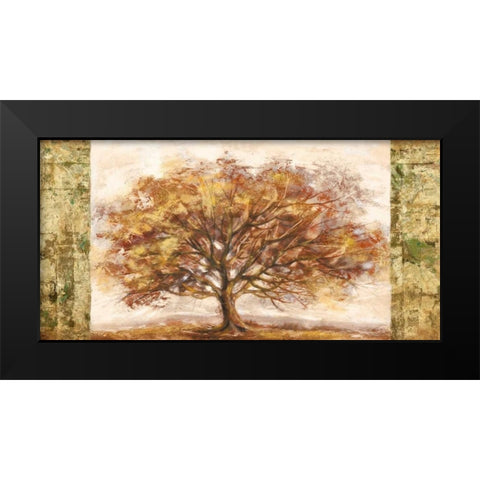 Golden Tree Panel Black Modern Wood Framed Art Print by Lucas