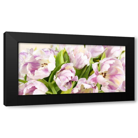Tulipes en Fleur Black Modern Wood Framed Art Print with Double Matting by Villa, Luca